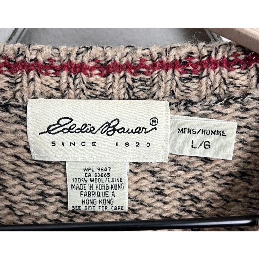 Vintage Eddie Bauer Men's L 100% Wool Crewneck Sweater Hong Kong - Picture 4 of 9